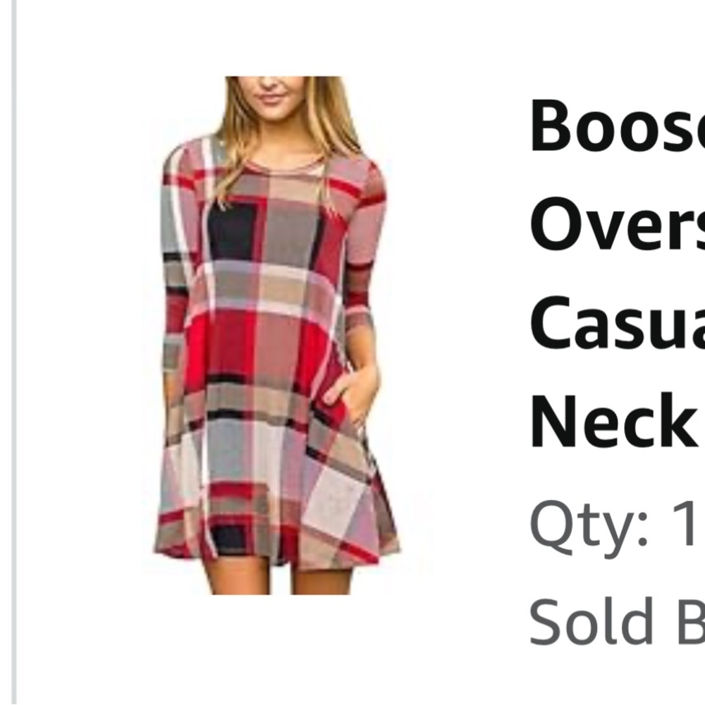 Plaid oversized holiday dress with 2 hidden pockets